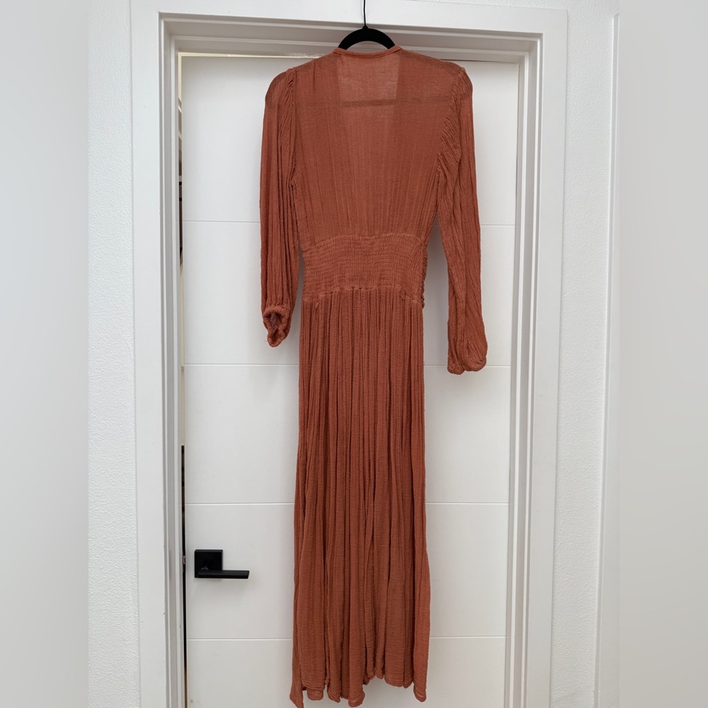 Jen’s Pirate Booty Lapis Rust Boho Maxi Dress Long Sleeve Slit Festival | Size S - Picture 12 of 17